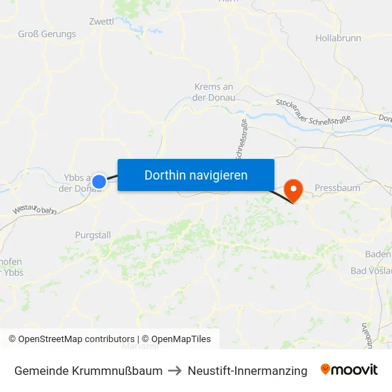 Gemeinde Krummnußbaum to Neustift-Innermanzing map
