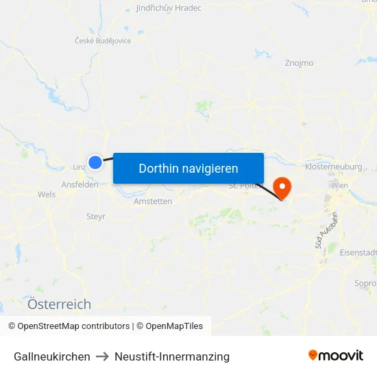 Gallneukirchen to Neustift-Innermanzing map