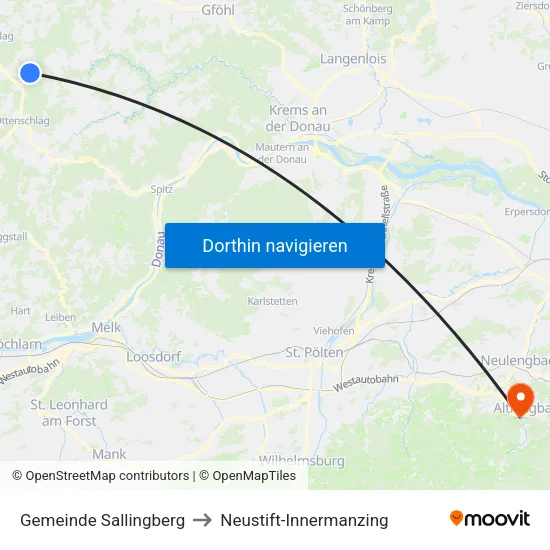 Gemeinde Sallingberg to Neustift-Innermanzing map