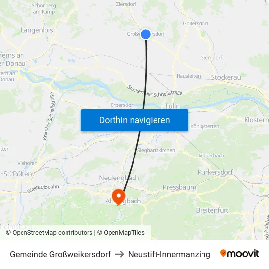 Gemeinde Großweikersdorf to Neustift-Innermanzing map
