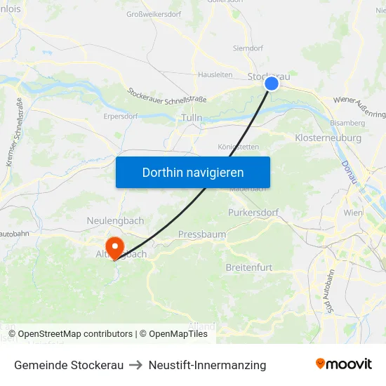 Gemeinde Stockerau to Neustift-Innermanzing map