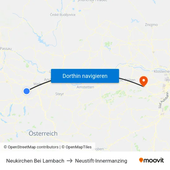Neukirchen Bei Lambach to Neustift-Innermanzing map