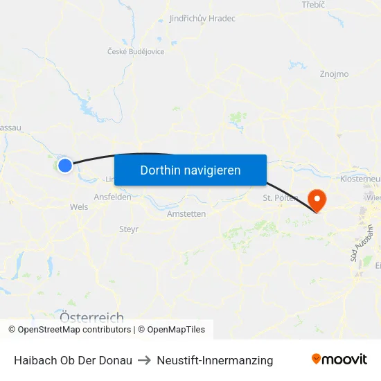 Haibach Ob Der Donau to Neustift-Innermanzing map