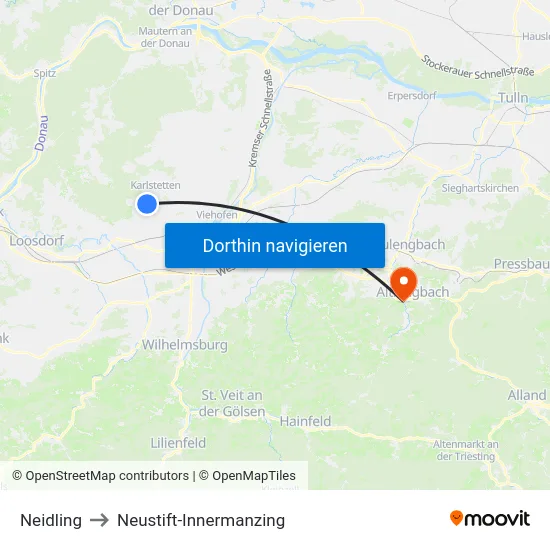 Neidling to Neustift-Innermanzing map