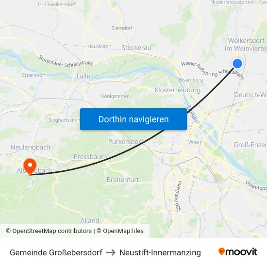 Gemeinde Großebersdorf to Neustift-Innermanzing map
