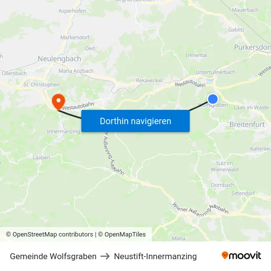 Gemeinde Wolfsgraben to Neustift-Innermanzing map