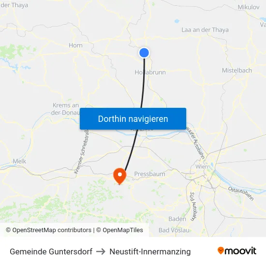 Gemeinde Guntersdorf to Neustift-Innermanzing map