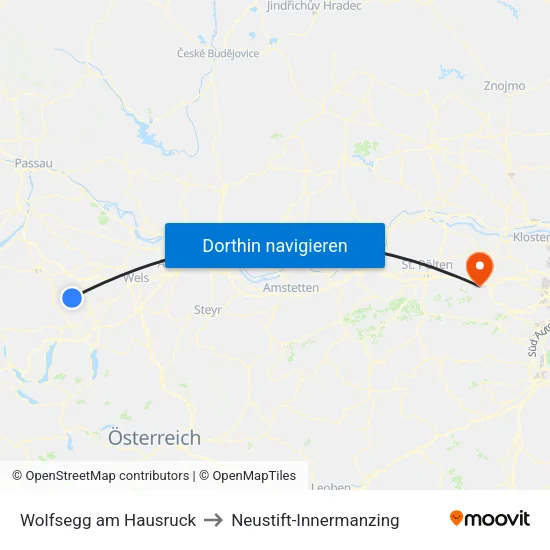 Wolfsegg am Hausruck to Neustift-Innermanzing map
