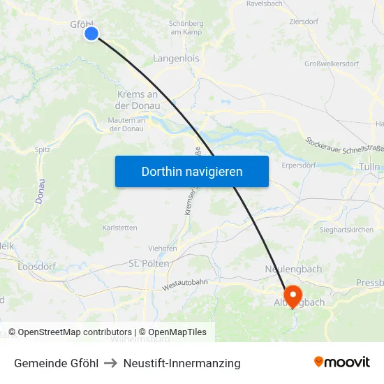 Gemeinde Gföhl to Neustift-Innermanzing map