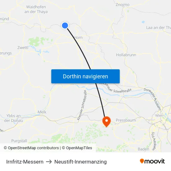 Irnfritz-Messern to Neustift-Innermanzing map