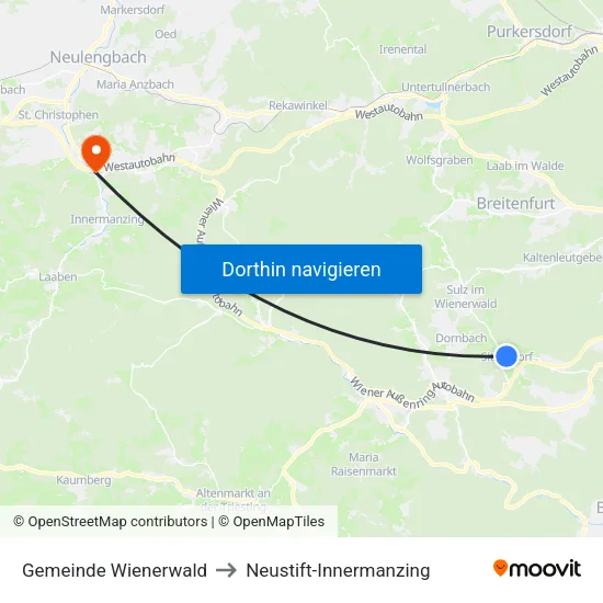 Gemeinde Wienerwald to Neustift-Innermanzing map