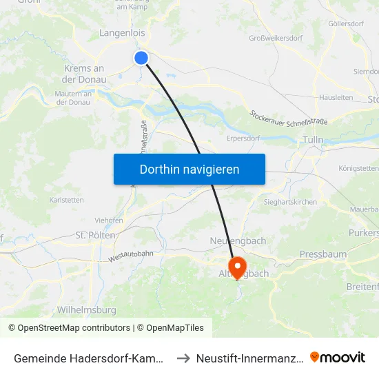 Gemeinde Hadersdorf-Kammern to Neustift-Innermanzing map
