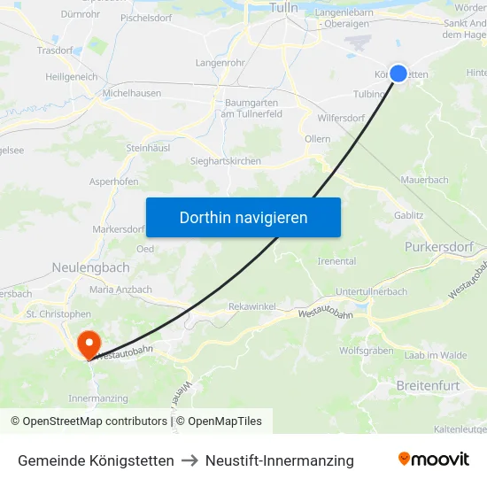 Gemeinde Königstetten to Neustift-Innermanzing map