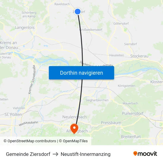Gemeinde Ziersdorf to Neustift-Innermanzing map