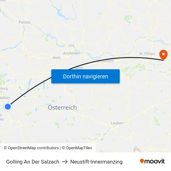 Golling An Der Salzach to Neustift-Innermanzing map