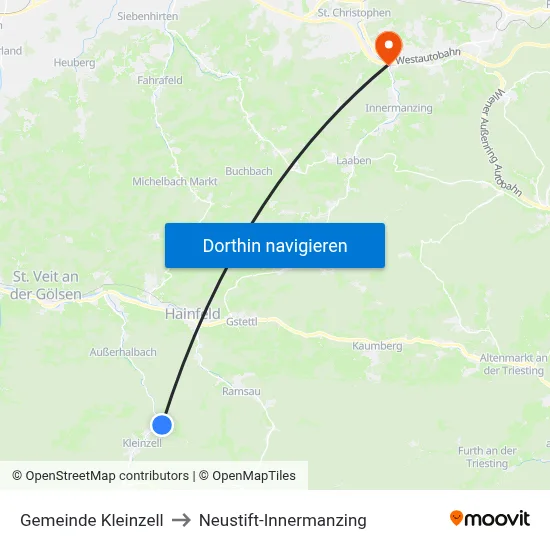 Gemeinde Kleinzell to Neustift-Innermanzing map