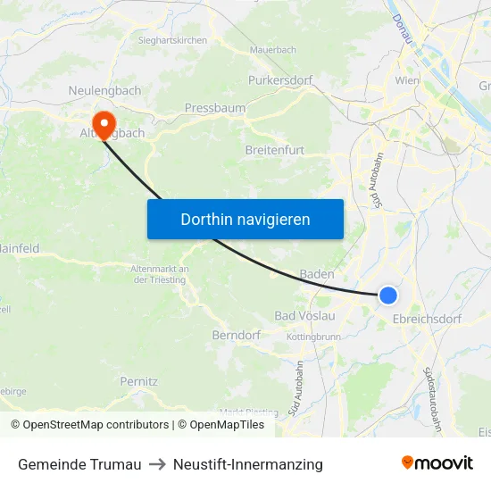 Gemeinde Trumau to Neustift-Innermanzing map