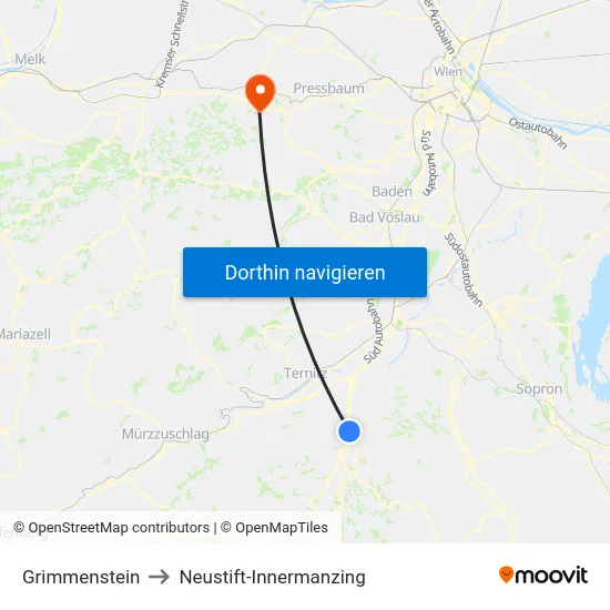 Grimmenstein to Neustift-Innermanzing map