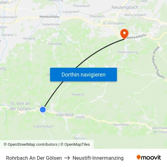 Rohrbach An Der Gölsen to Neustift-Innermanzing map