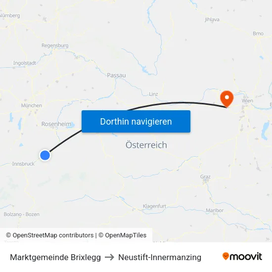 Marktgemeinde Brixlegg to Neustift-Innermanzing map