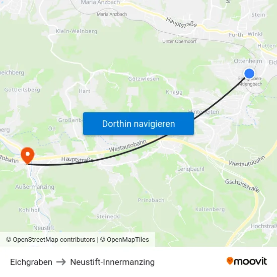 Eichgraben to Neustift-Innermanzing map