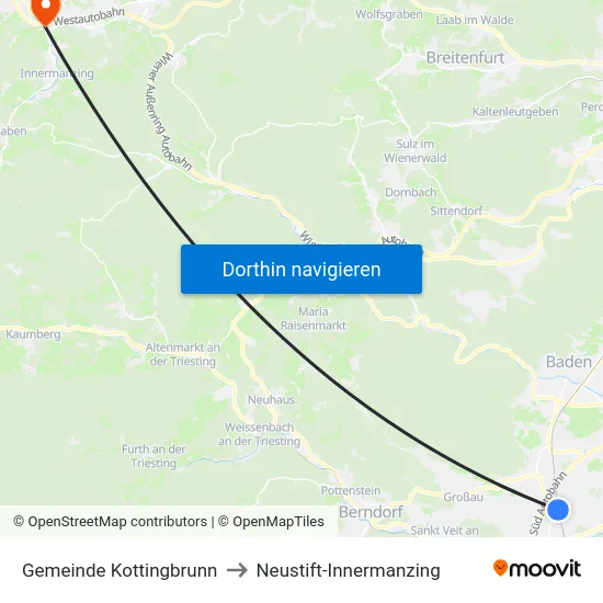 Gemeinde Kottingbrunn to Neustift-Innermanzing map
