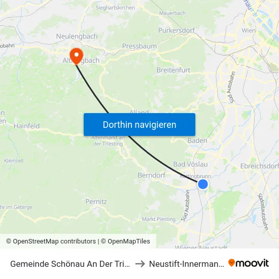 Gemeinde Schönau An Der Triesting to Neustift-Innermanzing map