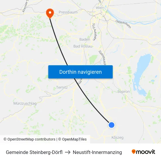 Gemeinde Steinberg-Dörfl to Neustift-Innermanzing map