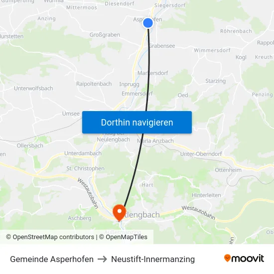 Gemeinde Asperhofen to Neustift-Innermanzing map