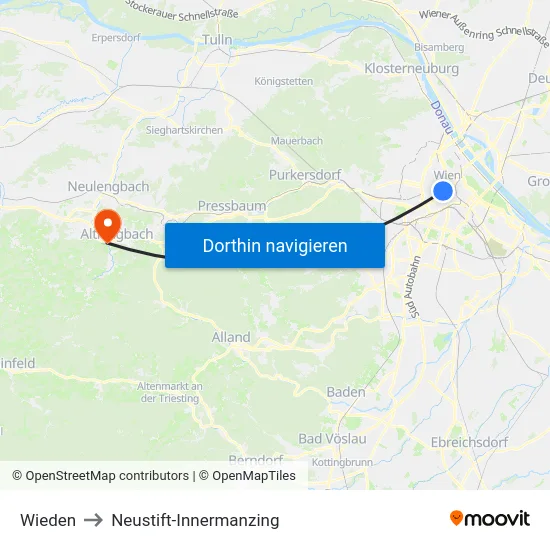 Wieden to Neustift-Innermanzing map