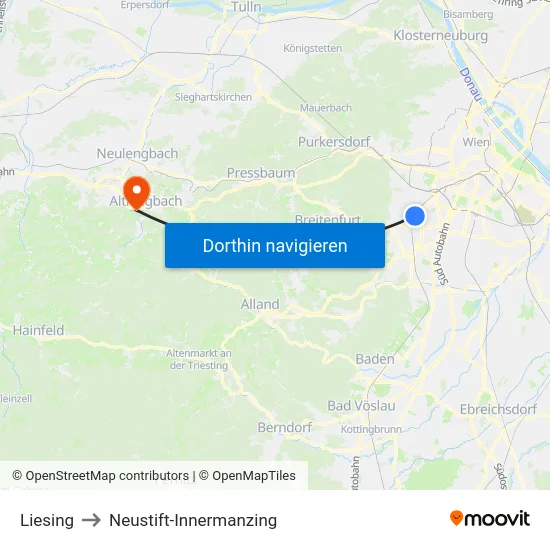 Liesing to Neustift-Innermanzing map