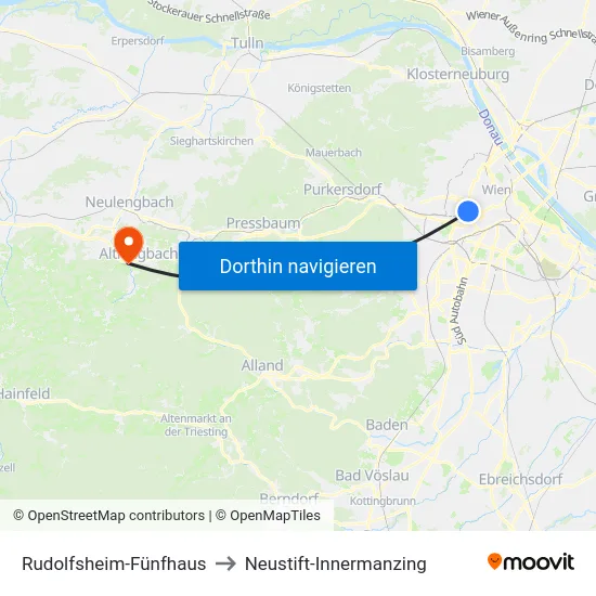 Rudolfsheim-Fünfhaus to Neustift-Innermanzing map