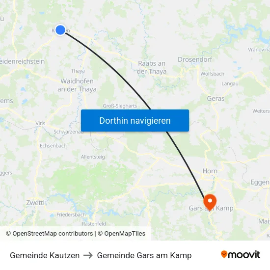 Gemeinde Kautzen to Gemeinde Gars am Kamp map