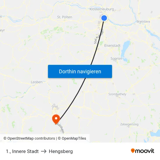 1., Innere Stadt to Hengsberg map