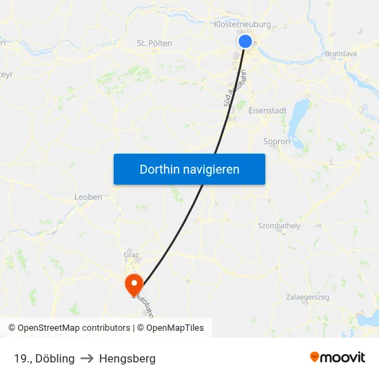 19., Döbling to Hengsberg map