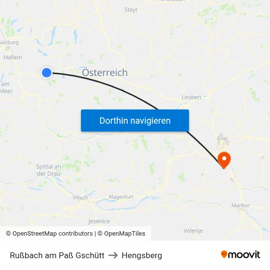 Rußbach am Paß Gschütt to Hengsberg map