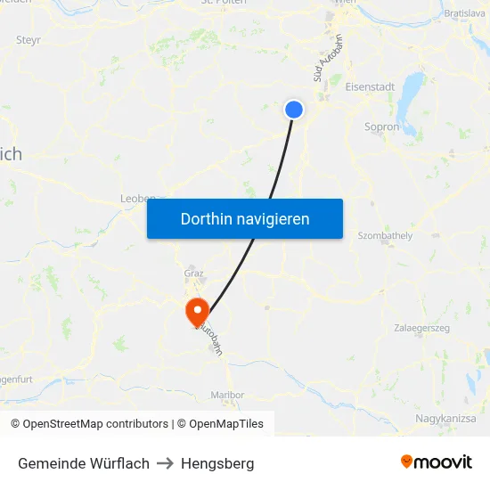 Gemeinde Würflach to Hengsberg map