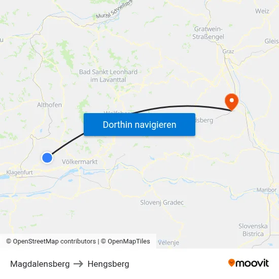 Magdalensberg to Hengsberg map