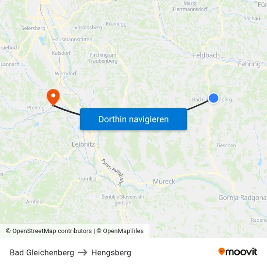 Bad Gleichenberg to Hengsberg map