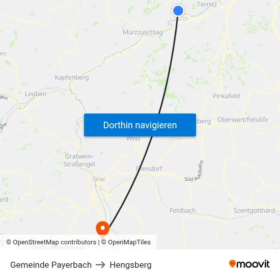 Gemeinde Payerbach to Hengsberg map