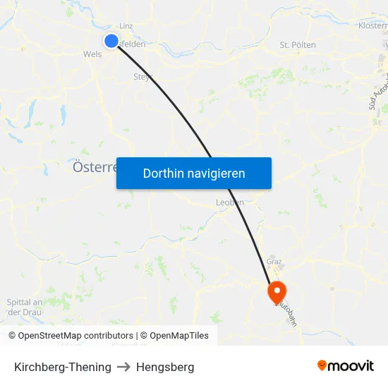 Kirchberg-Thening to Hengsberg map