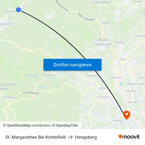 St. Margarethen Bei Knittelfeld to Hengsberg map