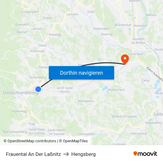 Frauental An Der Laßnitz to Hengsberg map