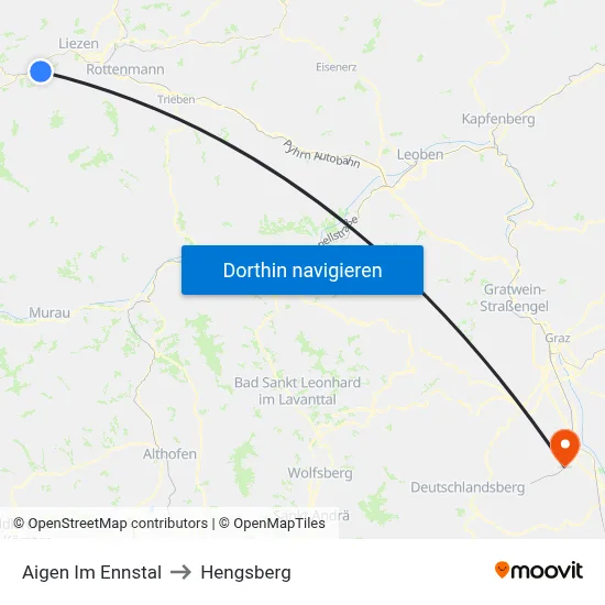Aigen Im Ennstal to Hengsberg map