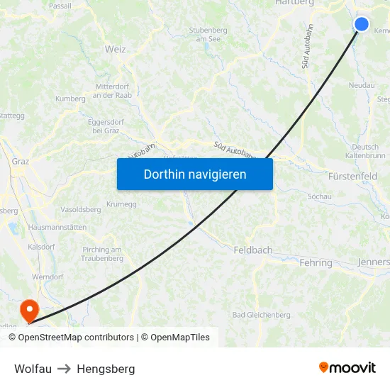 Wolfau to Hengsberg map