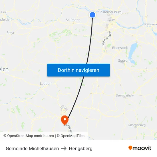 Gemeinde Michelhausen to Hengsberg map