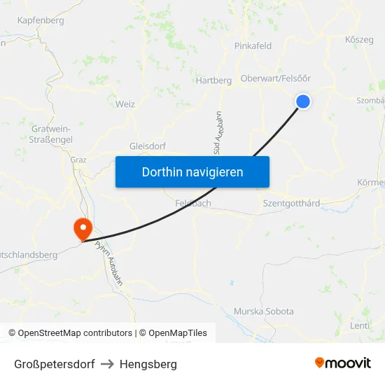 Großpetersdorf to Hengsberg map