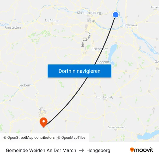 Gemeinde Weiden An Der March to Hengsberg map