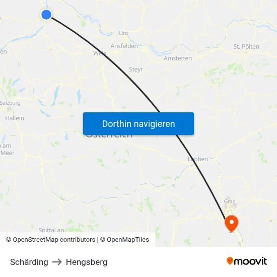 Schärding to Hengsberg map