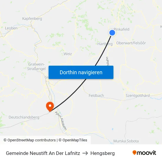 Gemeinde Neustift An Der Lafnitz to Hengsberg map
